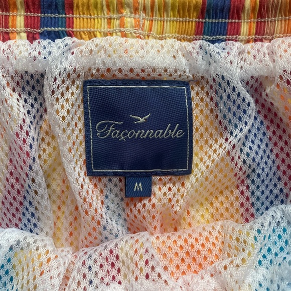 Faconnable Mens Swimtrunks Bathing Suit Multi Color Stripped Pattern Size M - Picture 9 of 9
